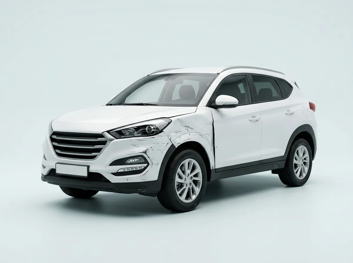 Carro usado com a lateral dianteira amassada